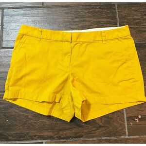J. Crew Women Yellow Chino Shorts Size 14 Cotton Twill 3 In Inseam Casual Summer